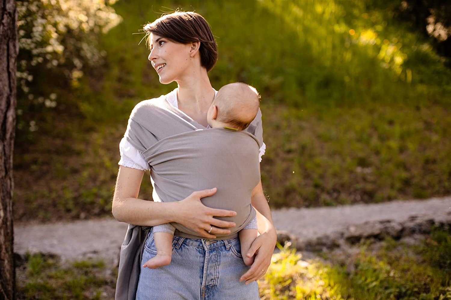 Boba Wrap Baby Carrier, Grey Original Stretchy Infant Sling, Perfect