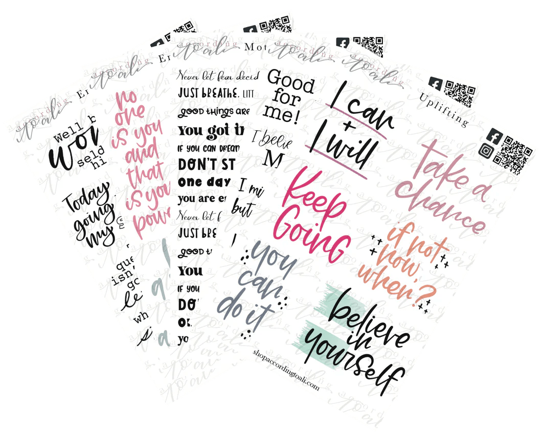 Motivational Quotes Sticker Sheet Bundle according to ali