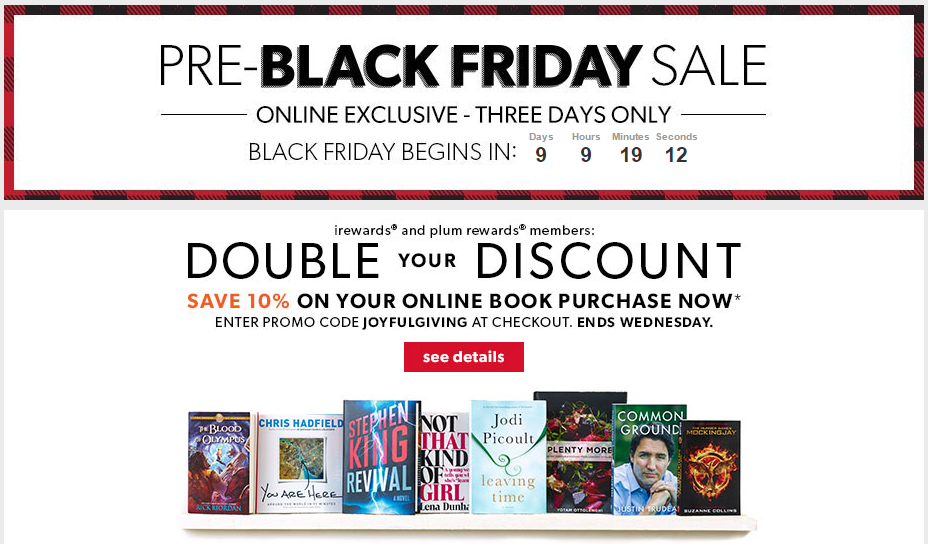 Chapters Indigo Canada Pre Black Friday Sales and Deals 2014 › Black