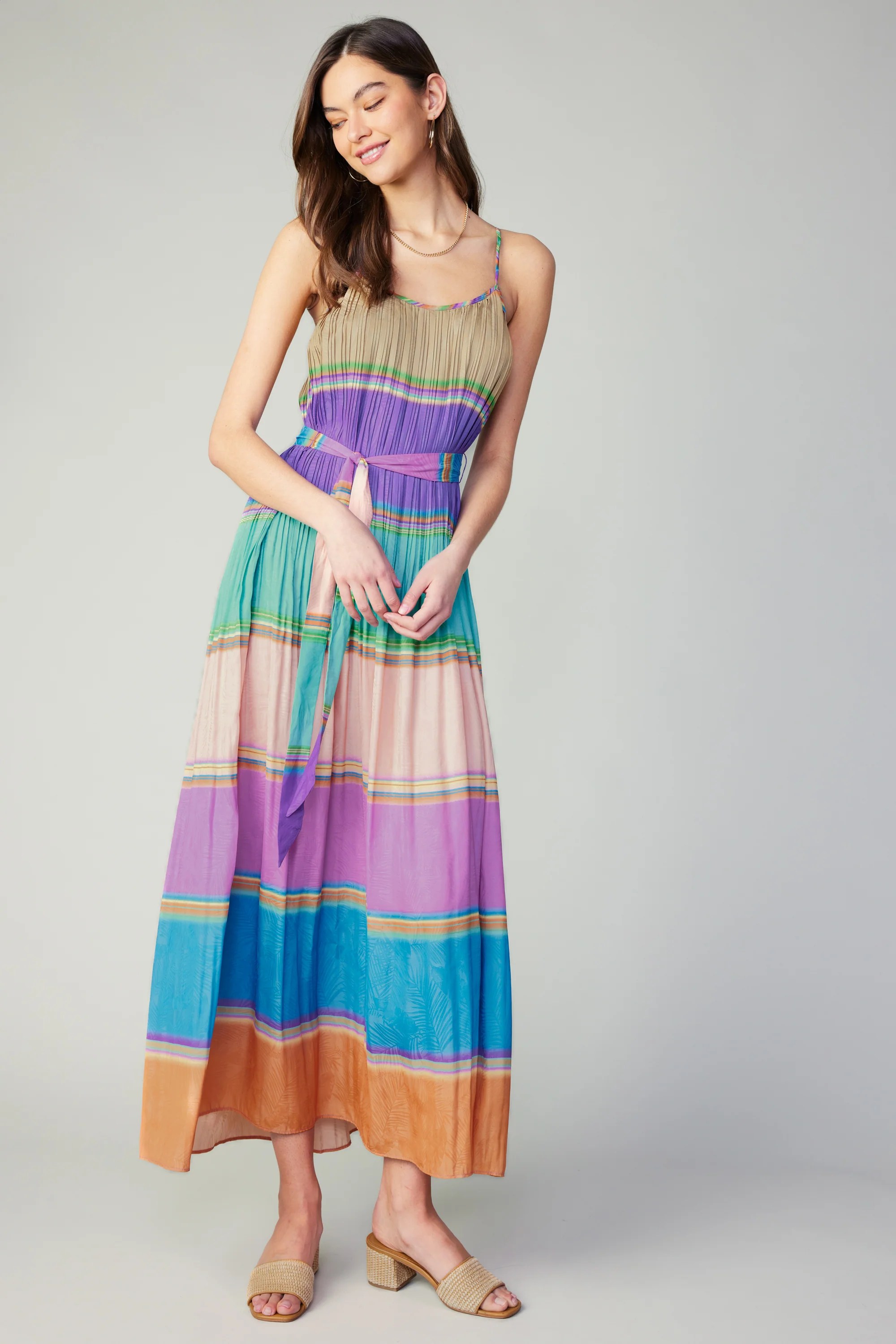 Color Block Pleated Maxi Dress CURRENT AIR