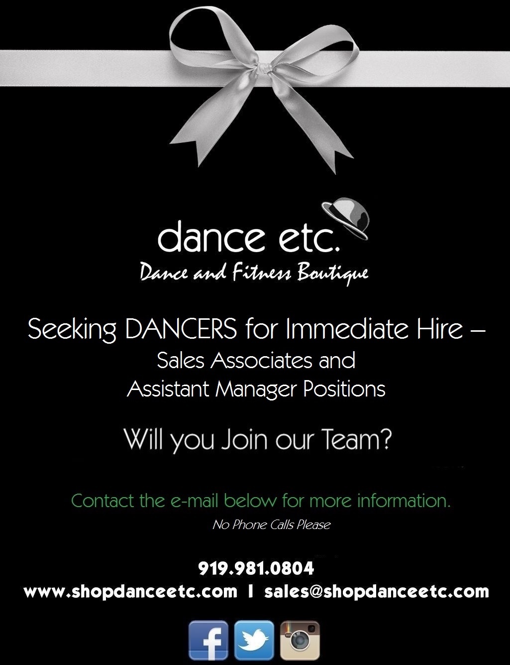 Dance Etc. Hiring 2017