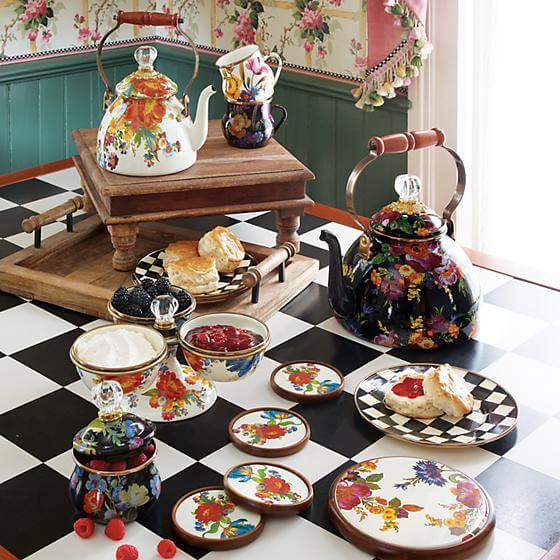 MacKenzieChilds Flower Market Lidded Sugar Bowl Black