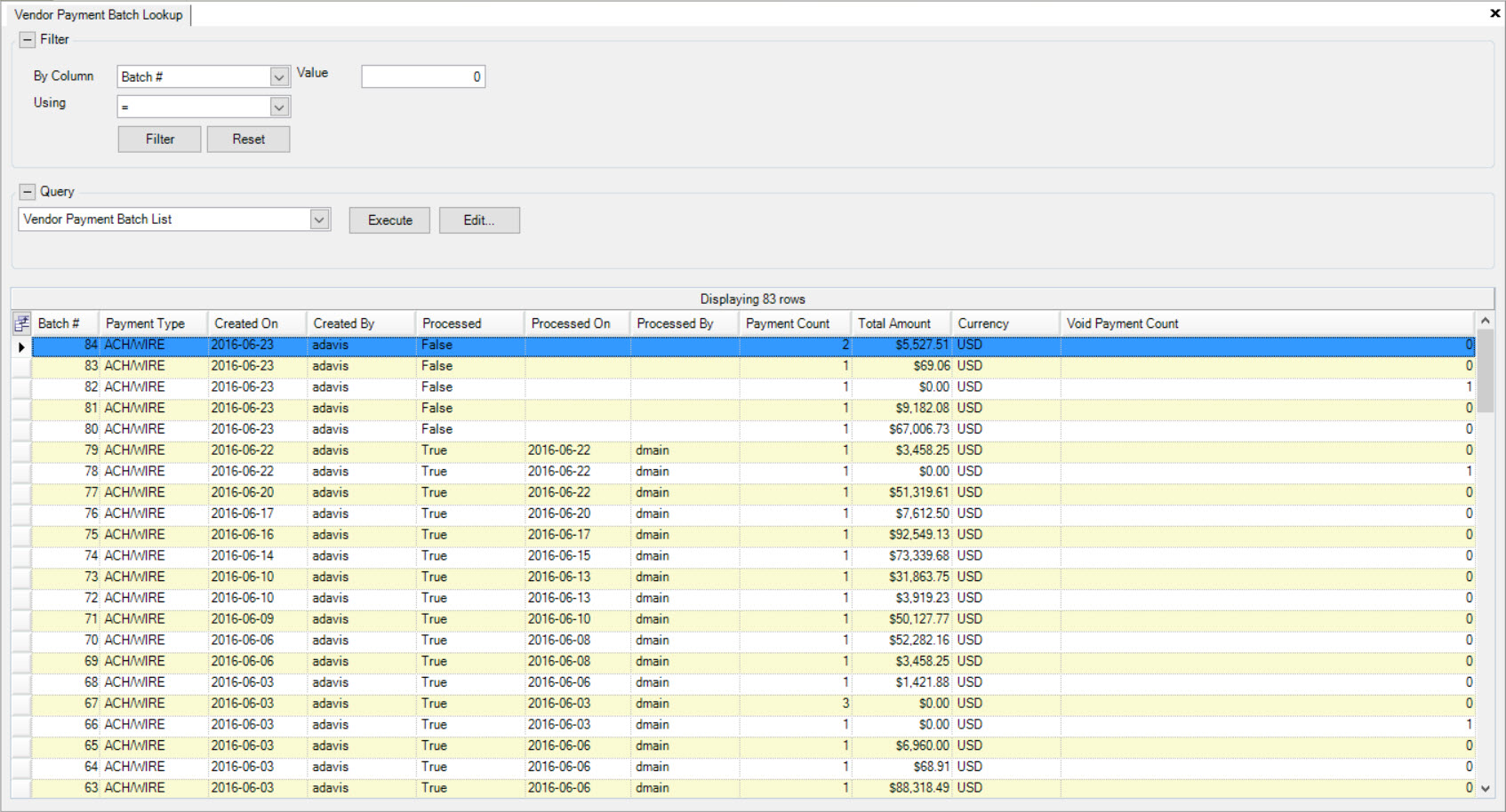 Vendor Payment Batch Lookup — ShopEdge ERP Documentation 1.0 documentation