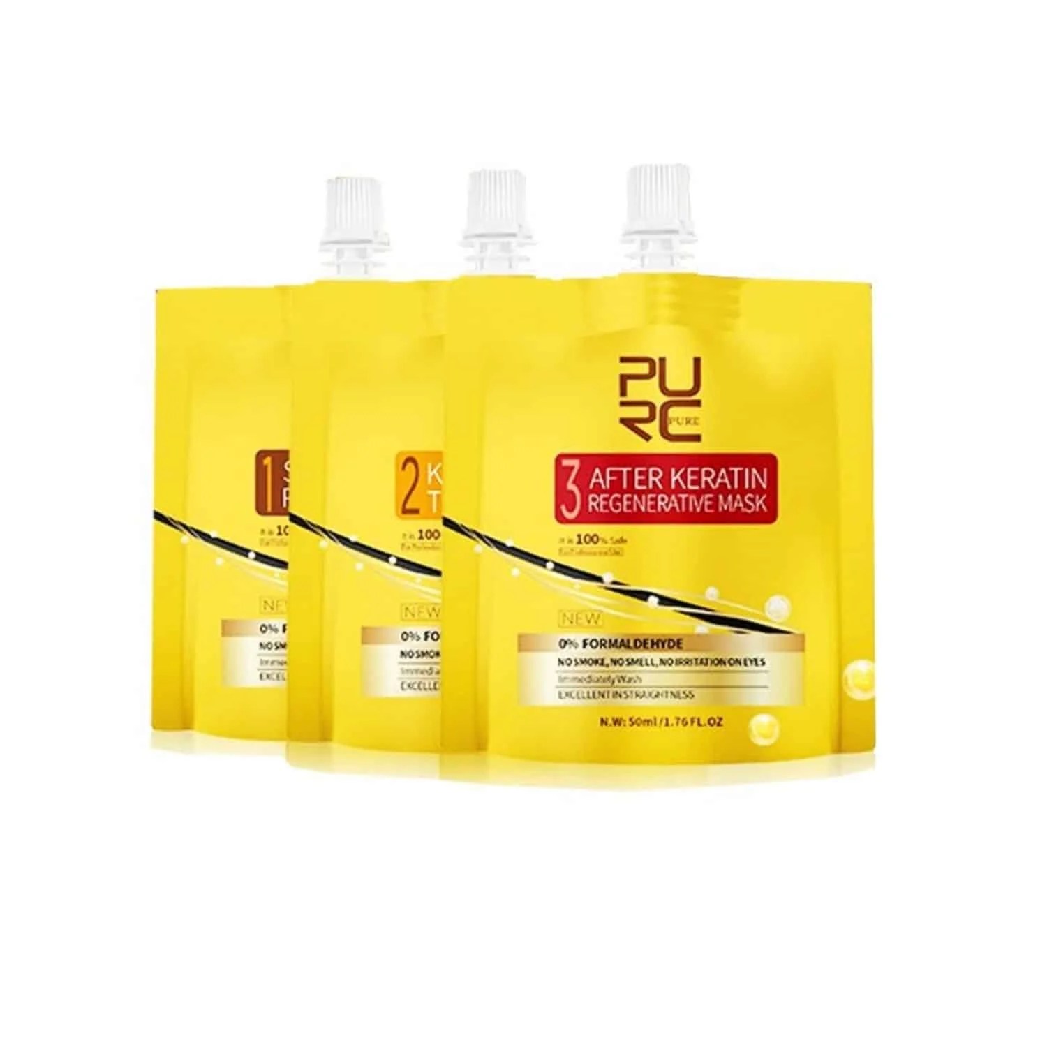 PURC Hair Treatment Hair Shampoo , 2 Keratin Treatment O+ & Keratin Regenerative Mask Bundle