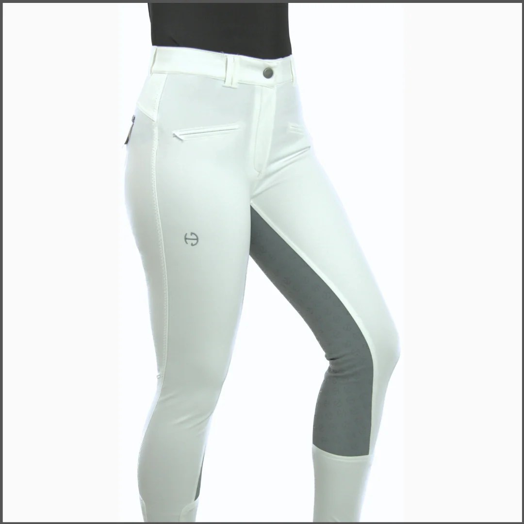 Megan Full Seat Competition Breeches White with Grey Seat Halter Ego®