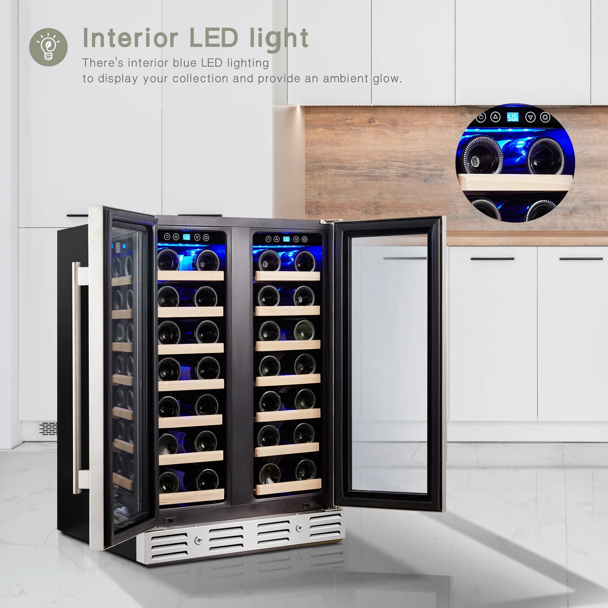 Kalamera 24'' Builtin French Door Wine Cooler