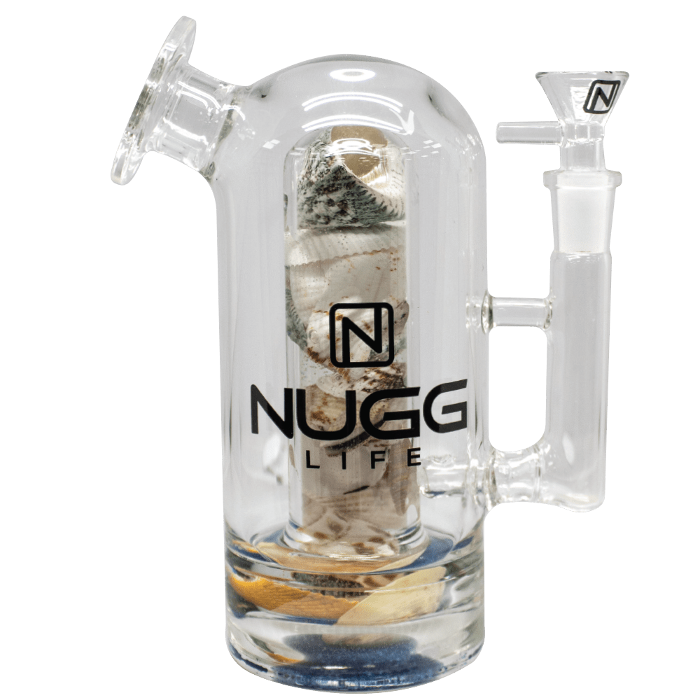 Nugg Life Heavy Glass Water Pipe with 3D Shells & Colored Sand Inside