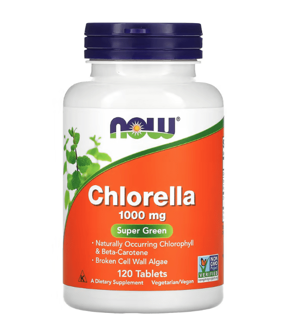 CHLORELLA 1000mg NOW 120 TABLETS Nutreez