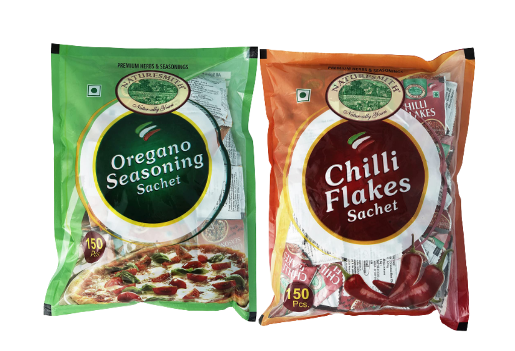 Chilli Flakes and Oregano Seasoning Sachet Combo 150 pieces Shop Palace