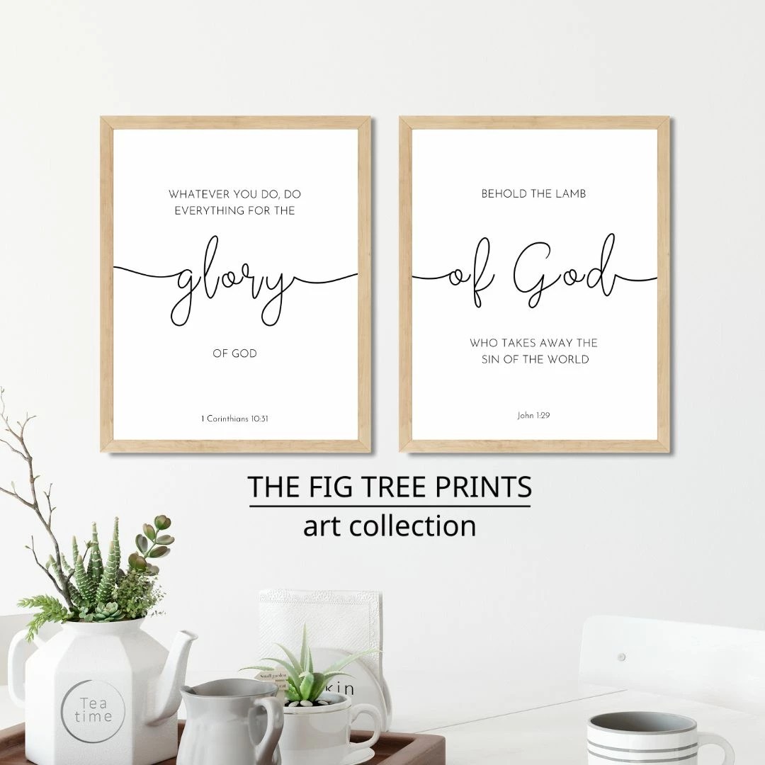 Set Of 2 Minimalist Christian Home Decor, Bible Verse Printable