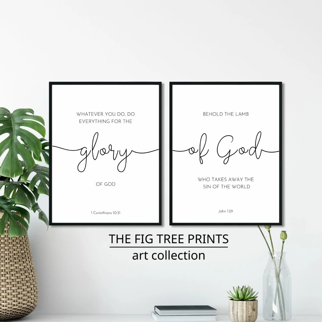 Set Of 2 Minimalist Christian Home Decor, Bible Verse Printable