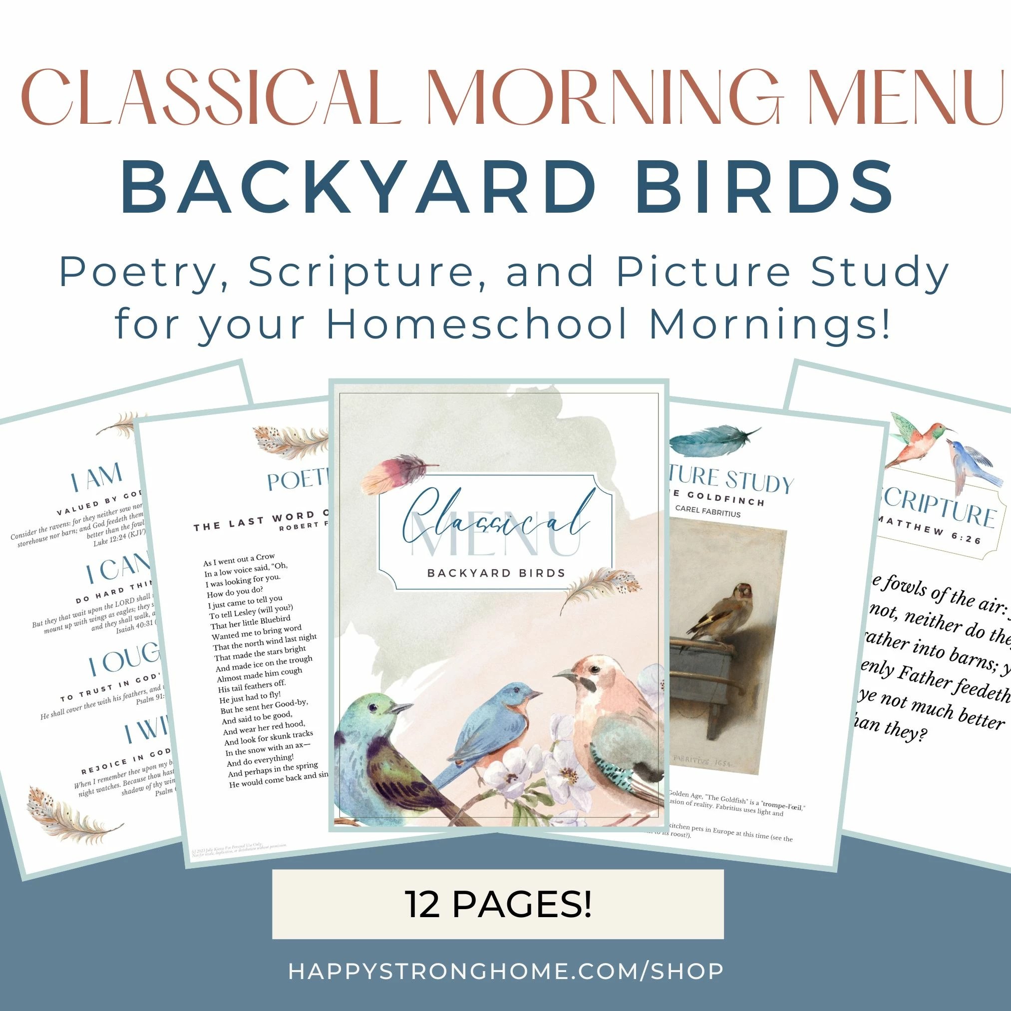 Backyard Birds Classical Morning Menu Pelavida Shop For Life