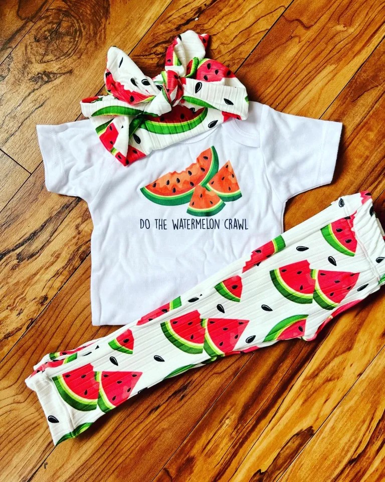 Watermelon Baby Outfit Do The Watermelon Crawl 3 Piece Baby Girl