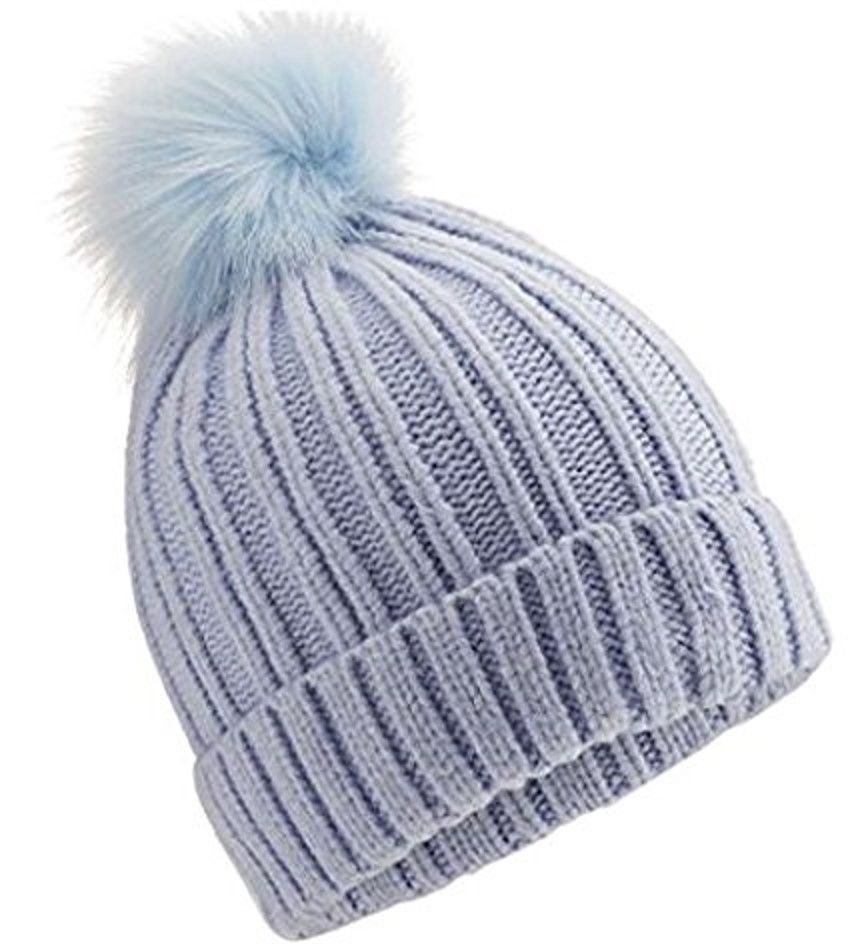 Miss Selfridge Light Blue Faux Fur Pom Pom Bobble Hat Deal Locators