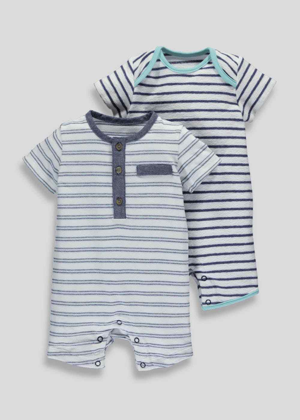 Matalan Boys 2 Pack Navy & White Shorties Suits Deal Locators