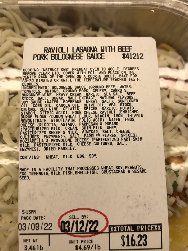 Cooking Instructions for Costco's Ravioli Lasagna!