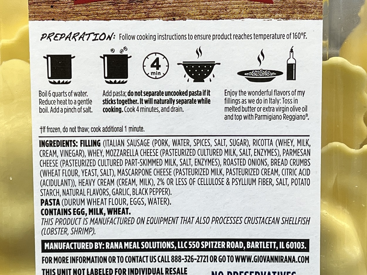 How to Cook Rana's Italian Sausage Ravioli from Costco