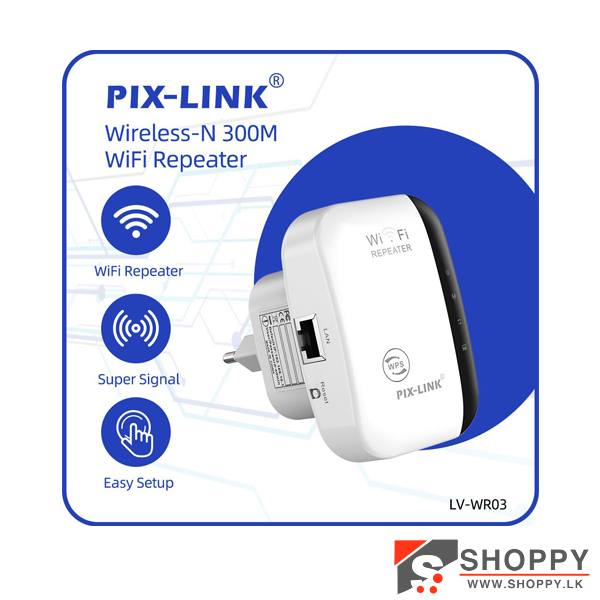 PIXLINK Wifi Range Extender Repeater 300Mbps (3M) - Shoppy Computers