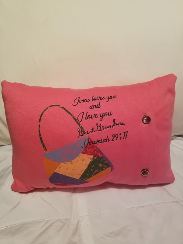 Memory Pillow made from Shirt Rather B Embroidery