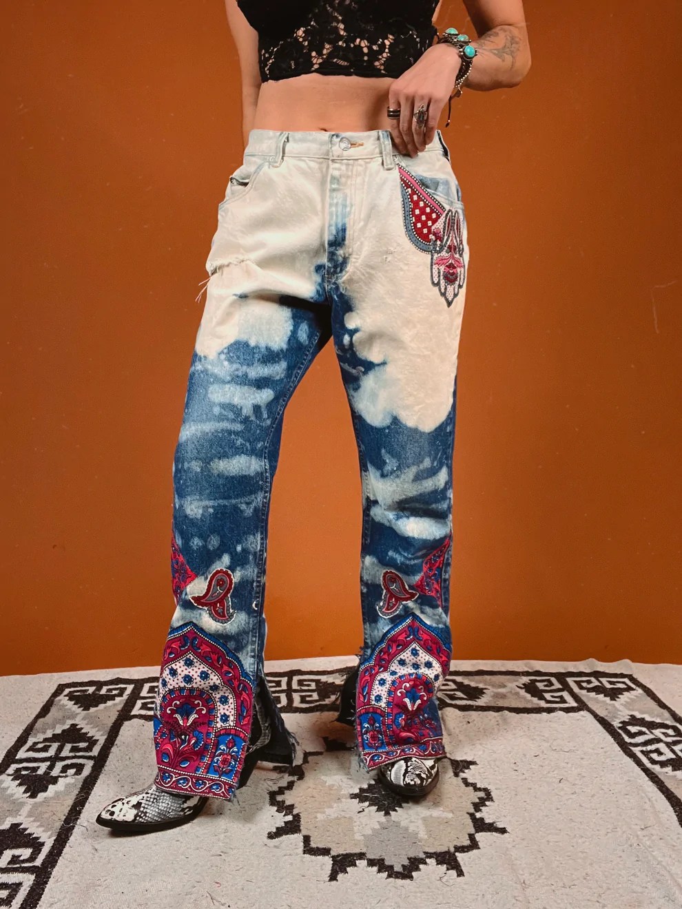 The Ombre Bleached Tapestry Jeans RE.STATEMENT The Upcycled Fashion