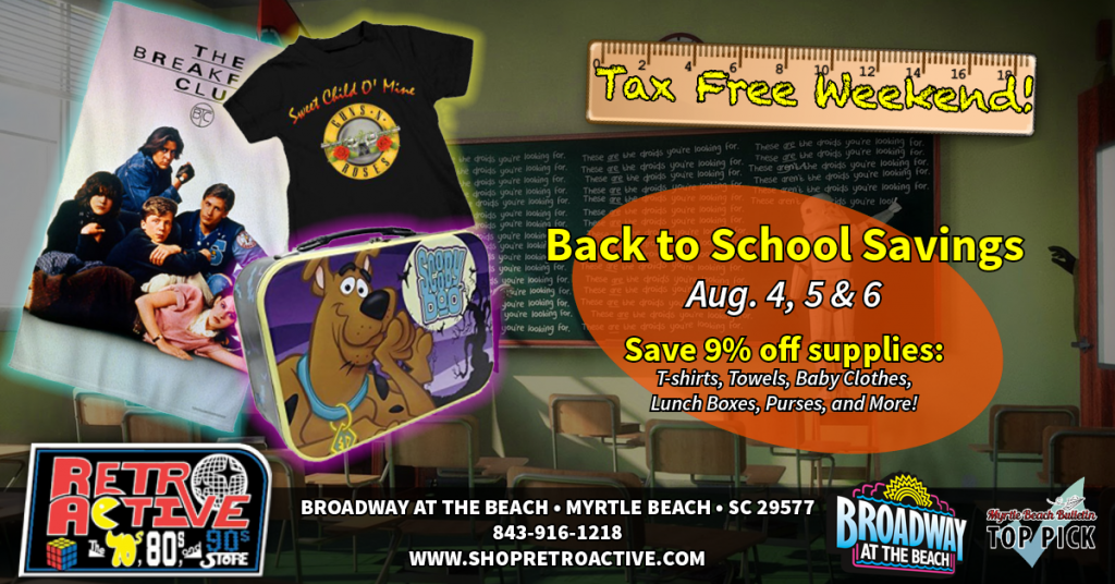Back to School Tax Free Weekend Shop Retro Active and
