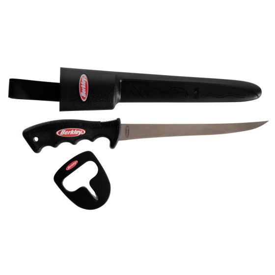 Berkley 7" Soft Grip Precision Fish Filet Knife w/ Sheath and Sharpener