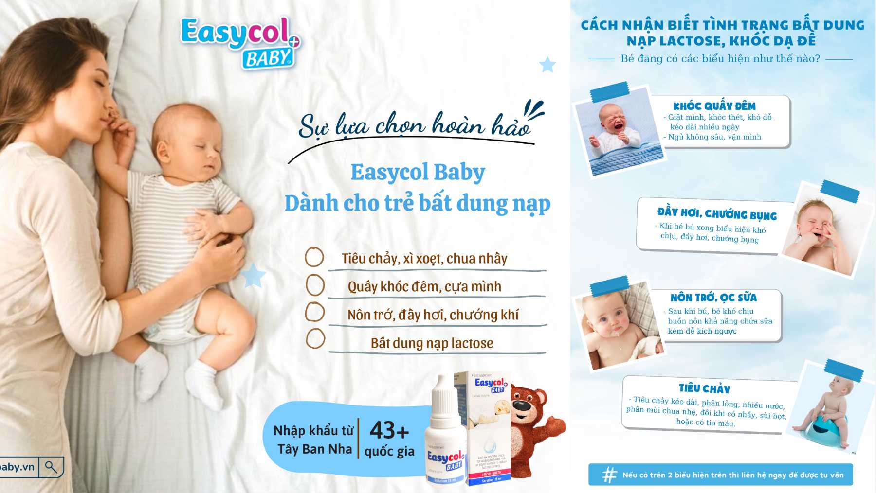 Easycol Baby Sản phẩm dành cho trẻ bất dung nạp đường Lactose