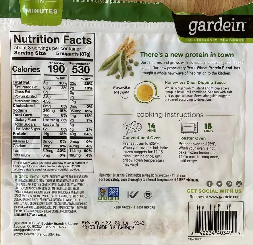 Gardein Crispy Golden Chick’N Nuggets average at best Shop Smart
