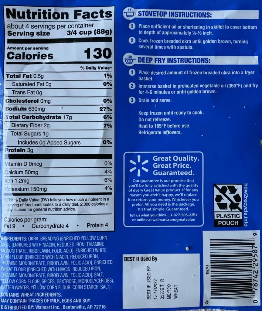 Great Value Breaded Okra Shop Smart
