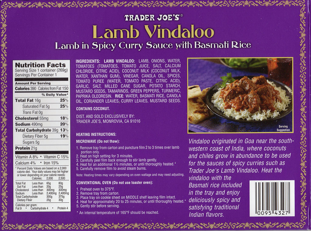 Review Trader Joe’s Lamb Vindaloo Shop Smart