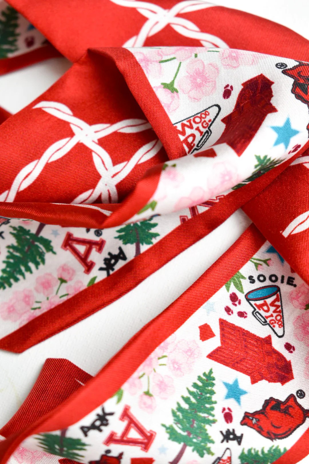 Saturday Silks Arkansas Razorbacks Twilly Scarf Spinout