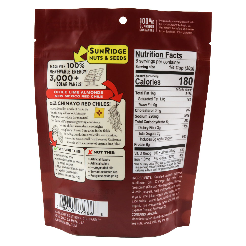 New Mexico Chimayo Red Chile Lime Almonds SunRidge Farms