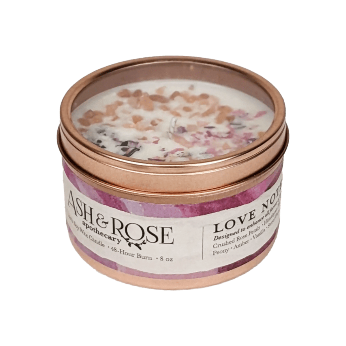 Love Notes Rose + Pink Salt Candle The Soap Tree