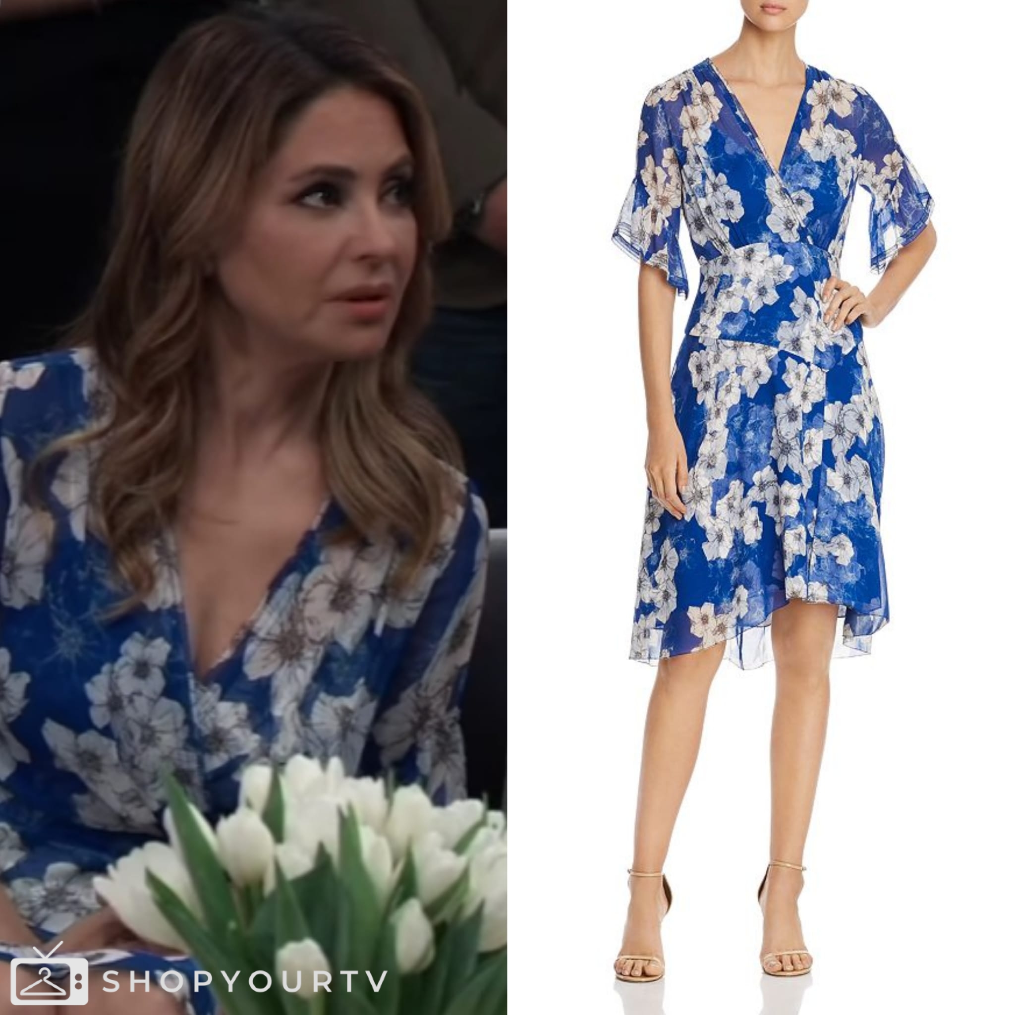 General Hospital May 2024 Olivia’s Blue Floral Wrap Dress Shop Your TV