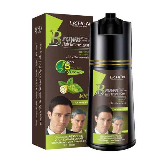 Lichen Brown Hair Color Shampoo 400 ML Shopznowpk