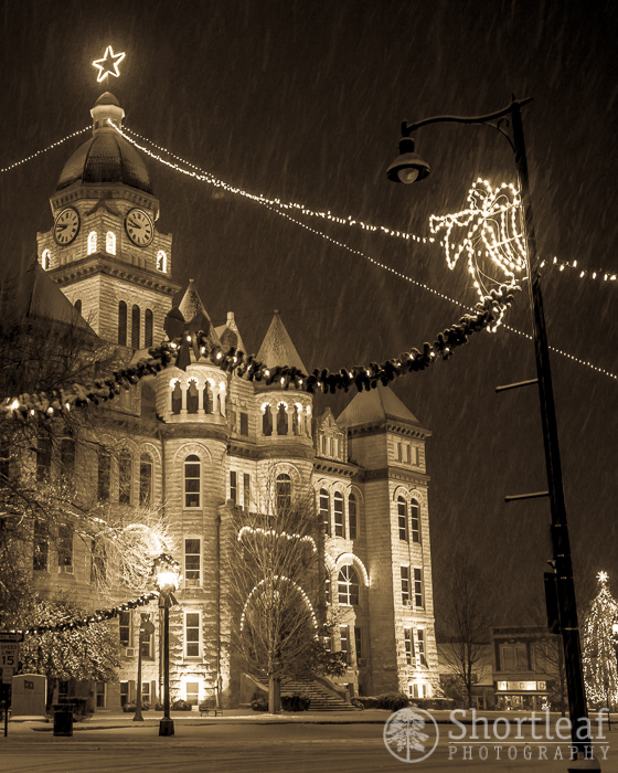 Jasper County Courthouse in Snow Shortleaf