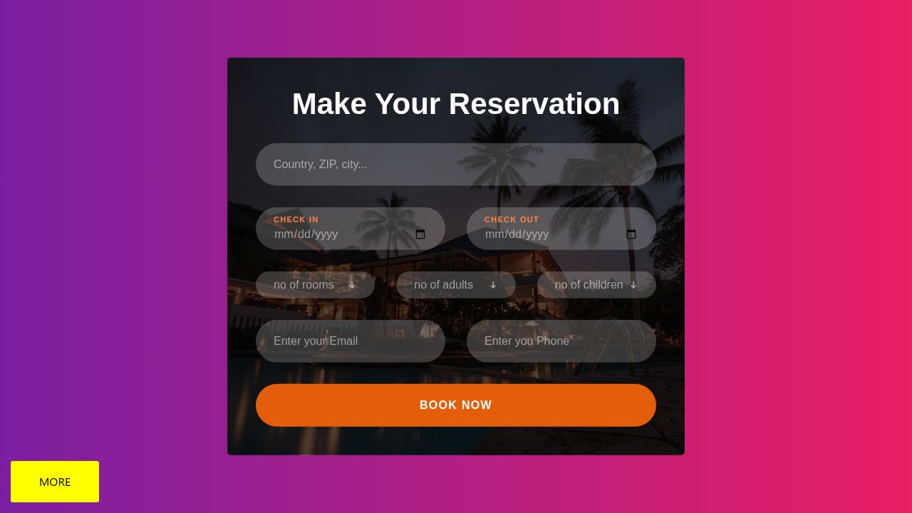 Booking Form Template Free Download