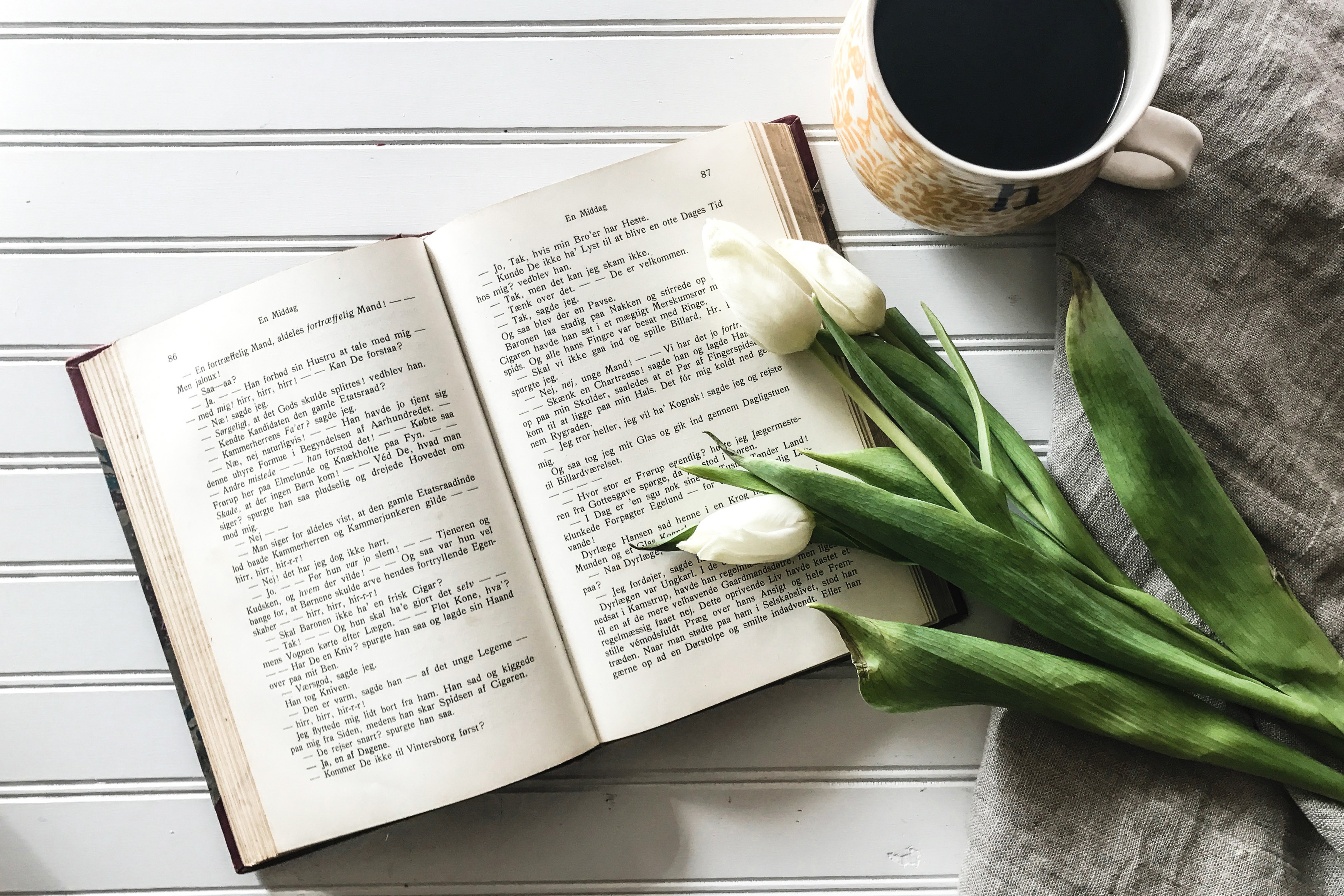 Download Coffee, Flowers and Open Book Royalty Free Stock Photo and Image
