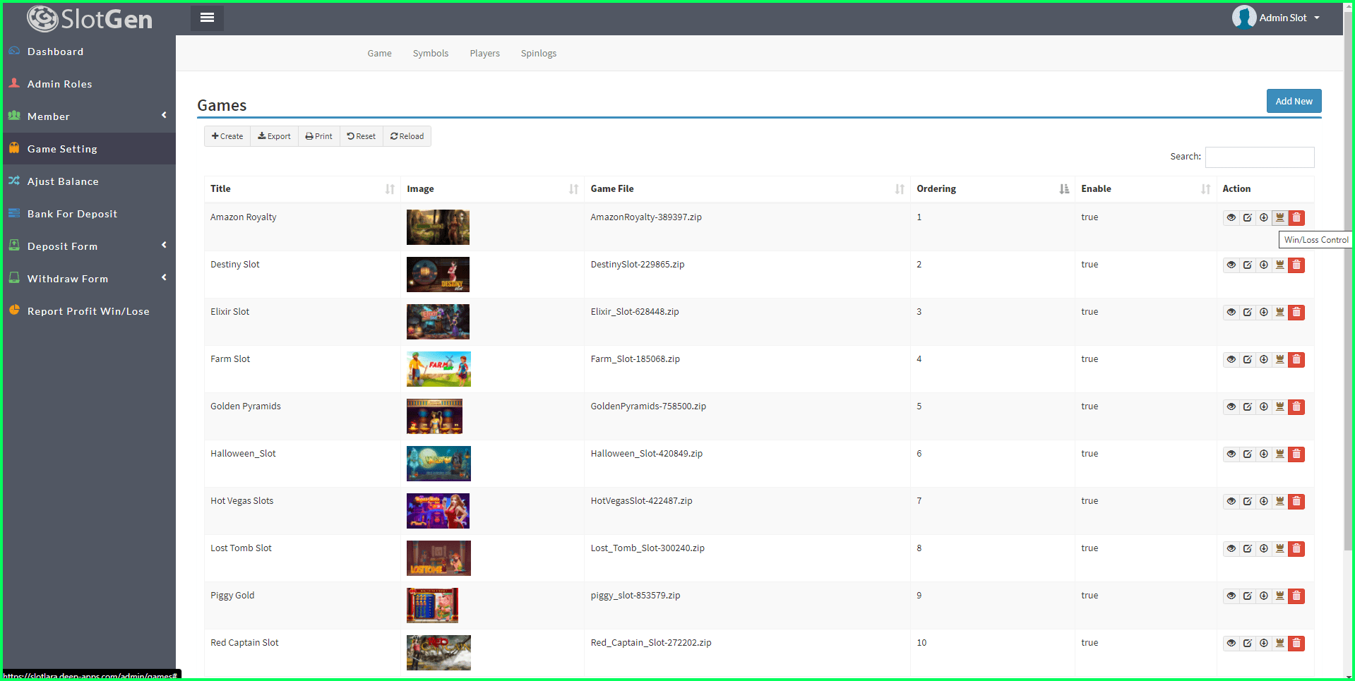 RTP of slot machine statistic by slotgen CodeCanyon