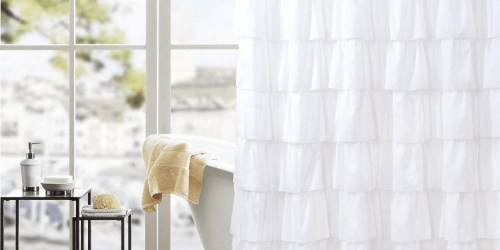 White Ruffle Shower Curtain Shower Inspire
