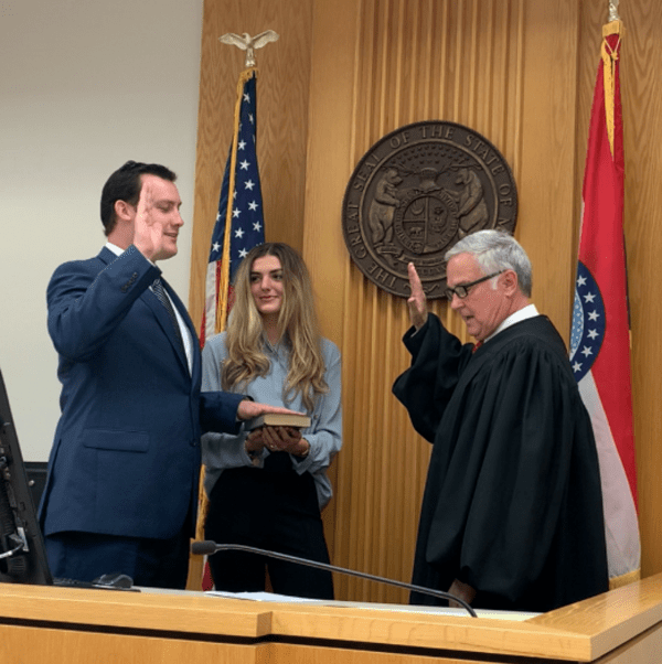Judge Rob Mayer Administers Oath to JonSawyer C. Smith at Stoddard