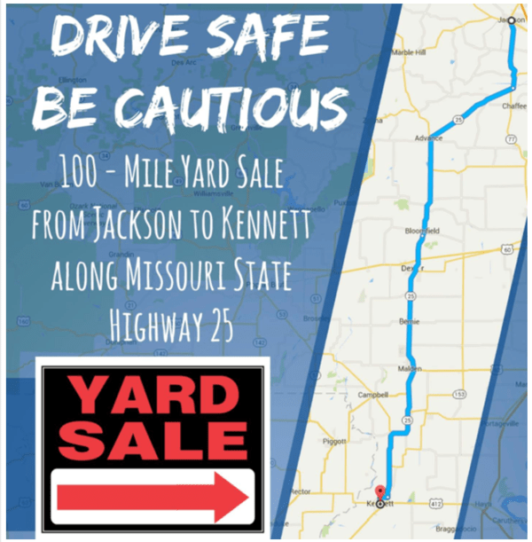 100Mile Yard Sale Kicks Off This Week; Drivers Urged To Use Caution