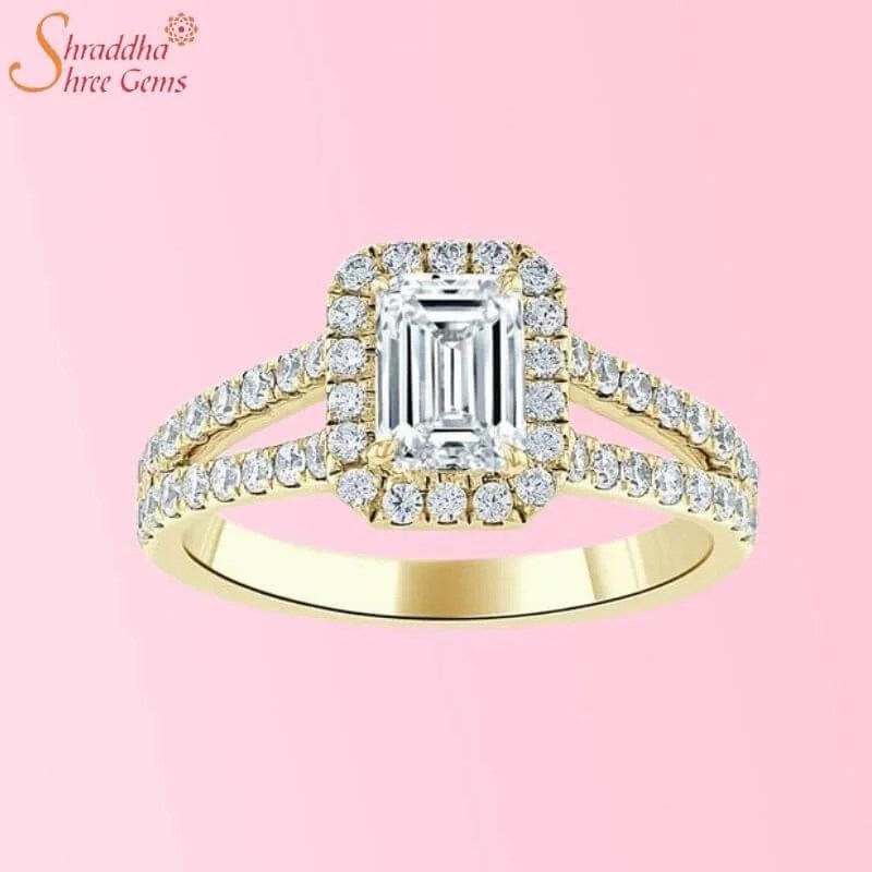 Moissanite Diamond Promise Ring In Sterling Silver & Gold