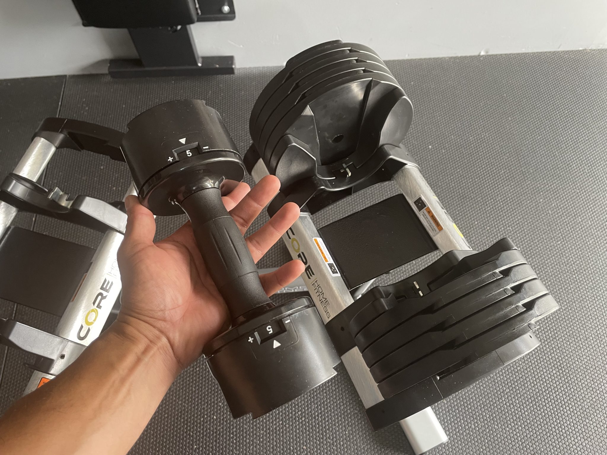 Core Home Fitness Adjustable Dumbbells Review Garage Gym Ideas