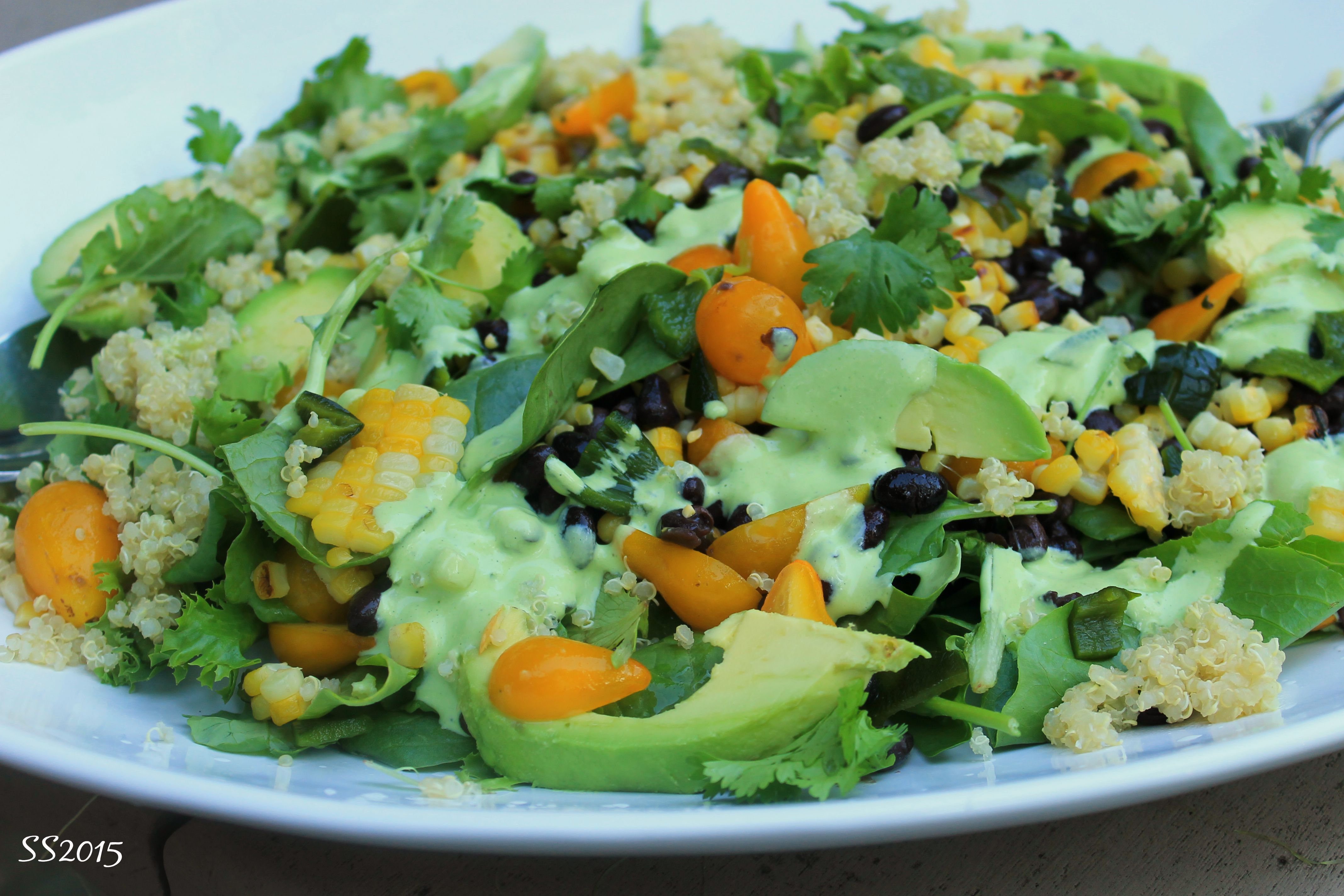 Grilled Corn And Black Bean Salad With Cilantro Lime Dressing