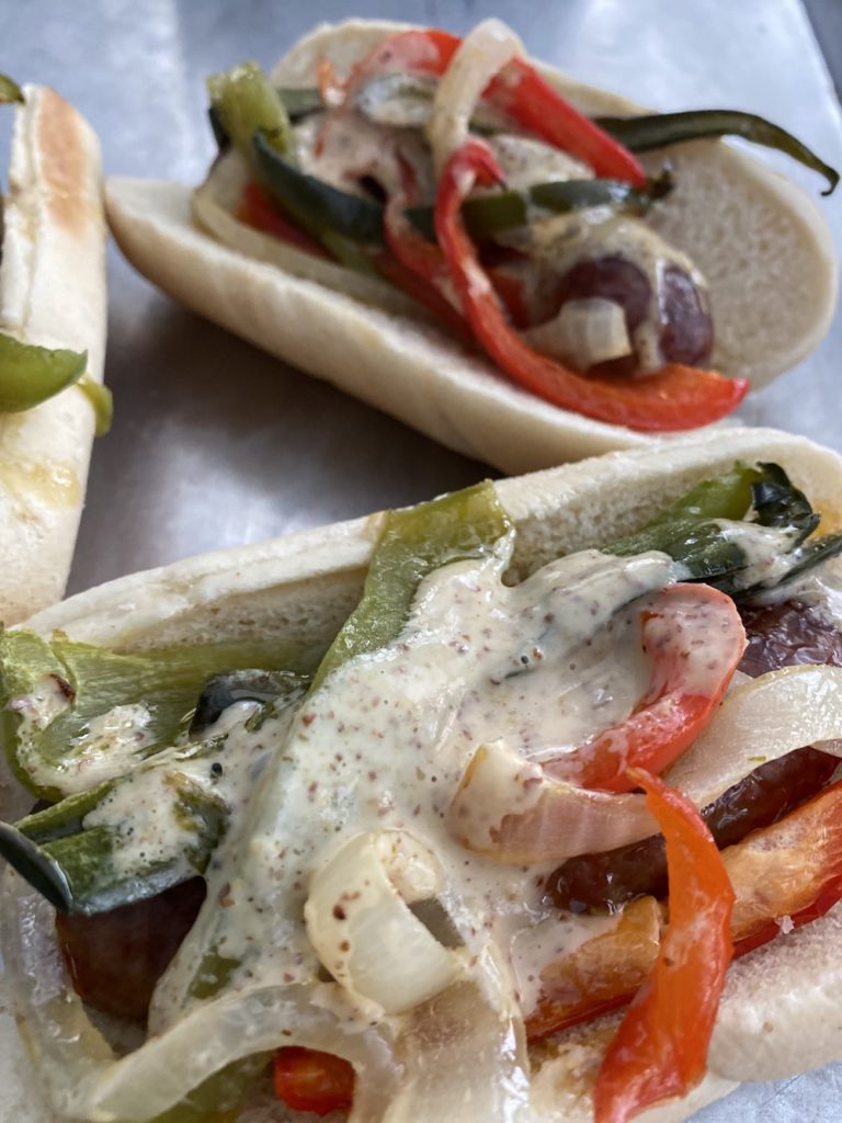 Sheet Pan Italian Sausage Heros with Honey Mustard Shredded Sprout