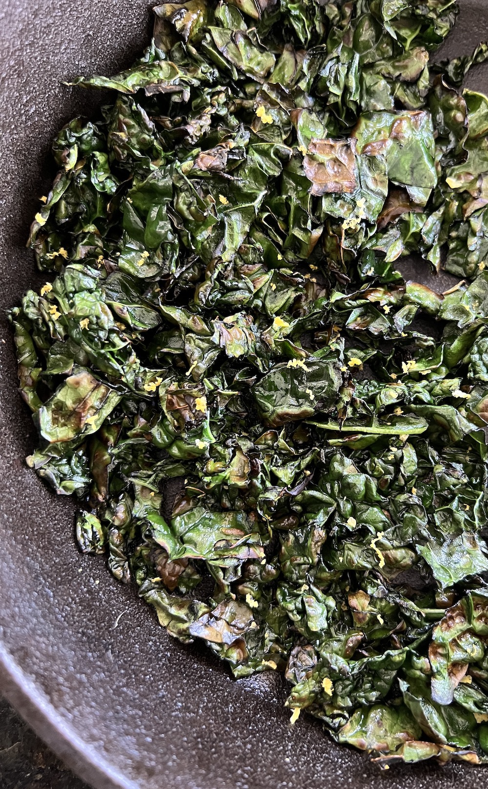 Cast Iron Skillet Crispy Kale Shredded Sprout