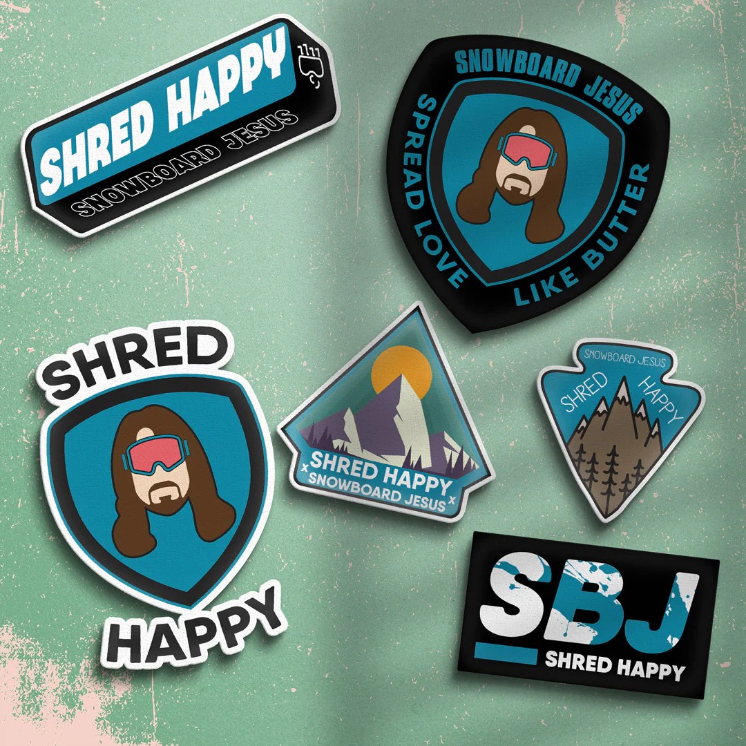 Snowboard Jesus Shred Happy