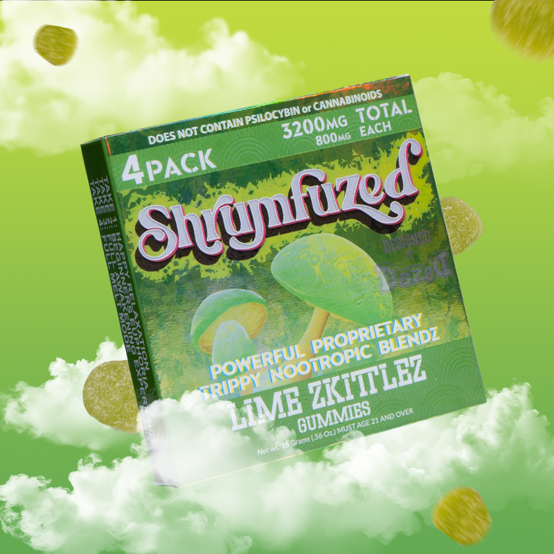 Shrumfuzed 3200mg 4 pack gummies Lime Zkittlez Shrumfuzed