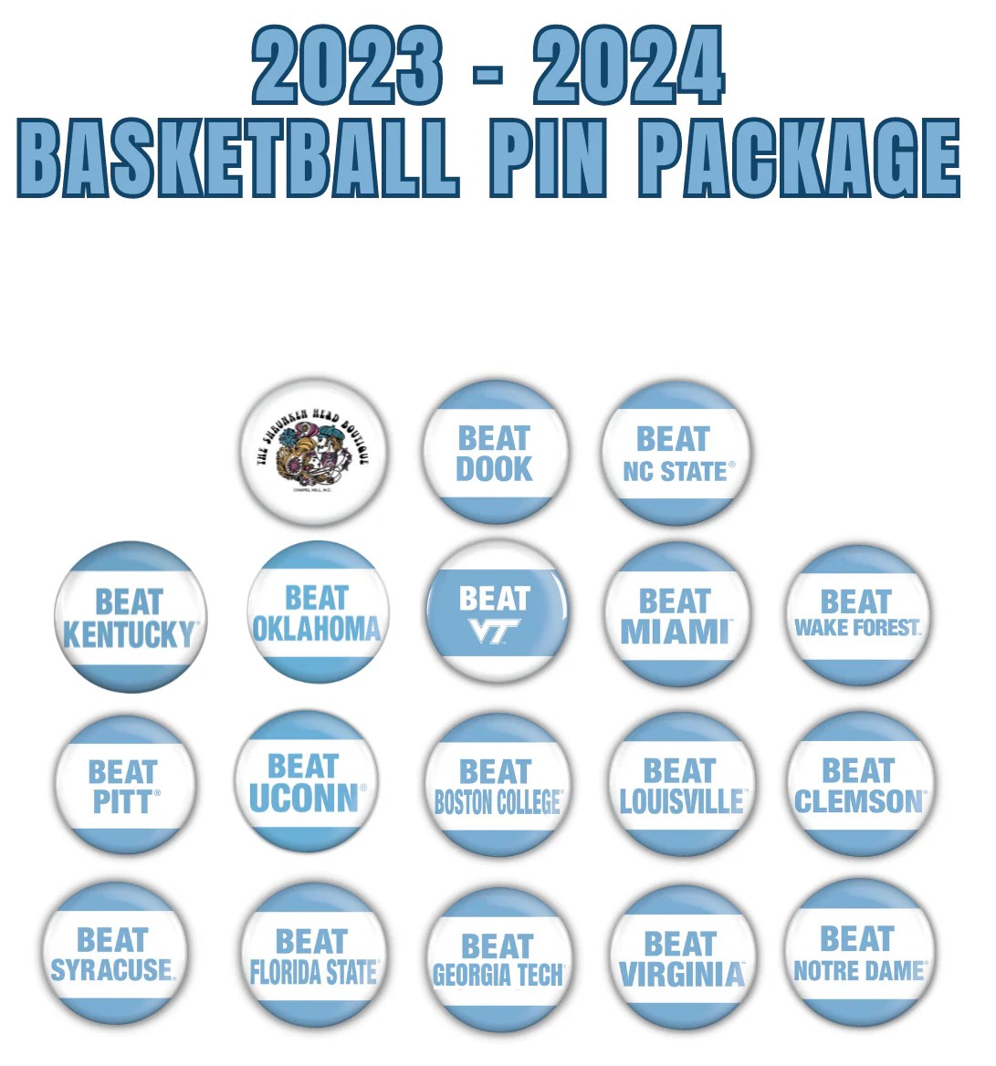 2023-2024 UNC Basketball Full Seasons Pin Package by Shrunken Head